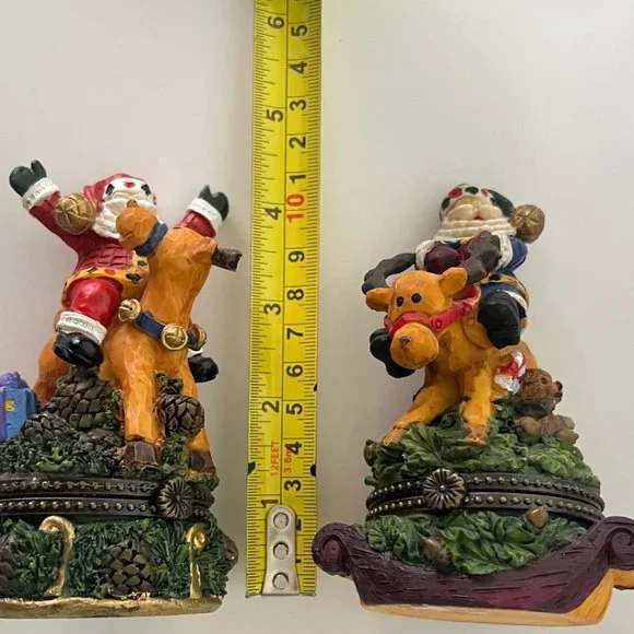 Vintage Whimsical Santa Riding ReindeerTrinket Boxes - Picture 15 of 16